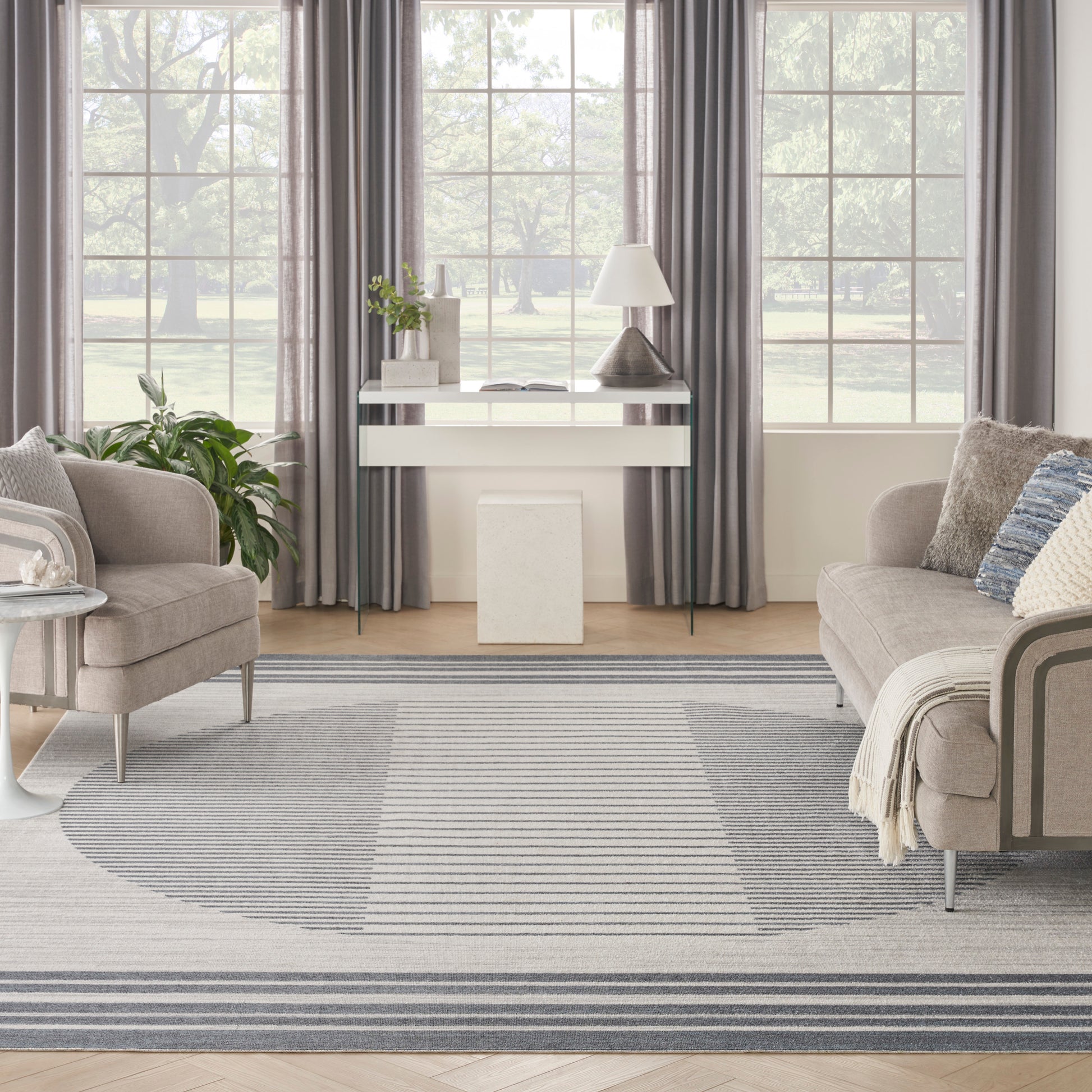 Nourison Home Astra Machine Washable  Ivory Blue  Contemporary