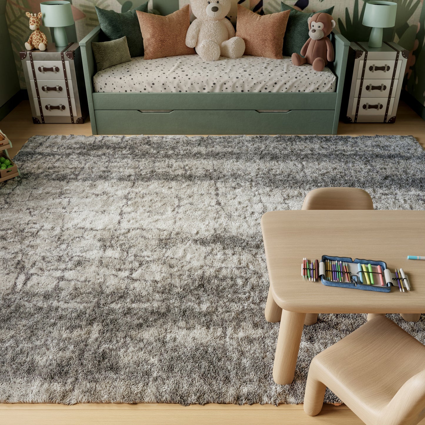 Nourison Home Dreamy Shag  Ivory Charcoal  Contemporary