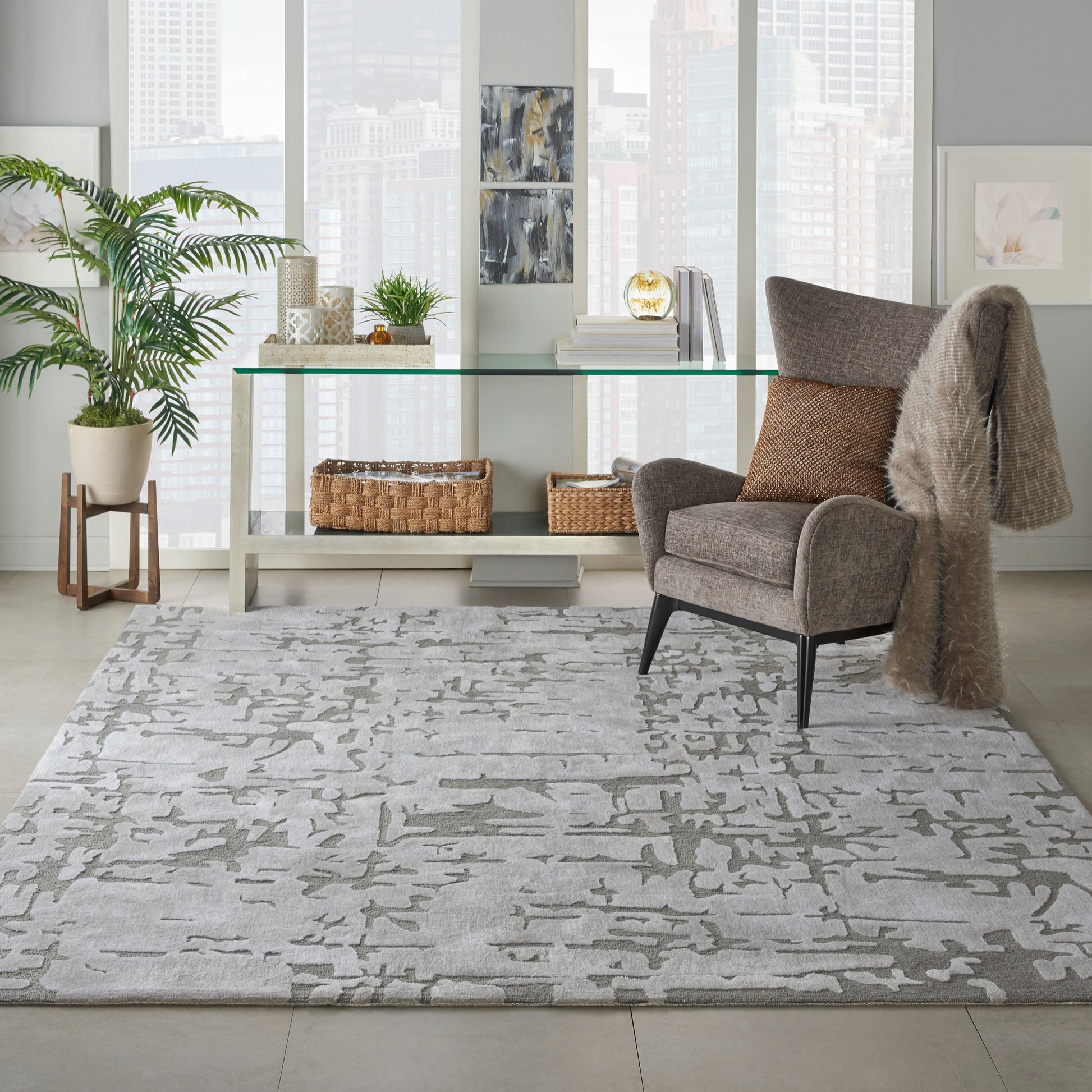 Nourison Home Symmetry  Ivory Taupe  Contemporary