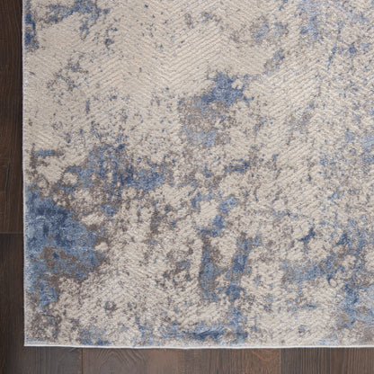 Nourison Home Silky Textures  Blue Ivory Grey  Contemporary