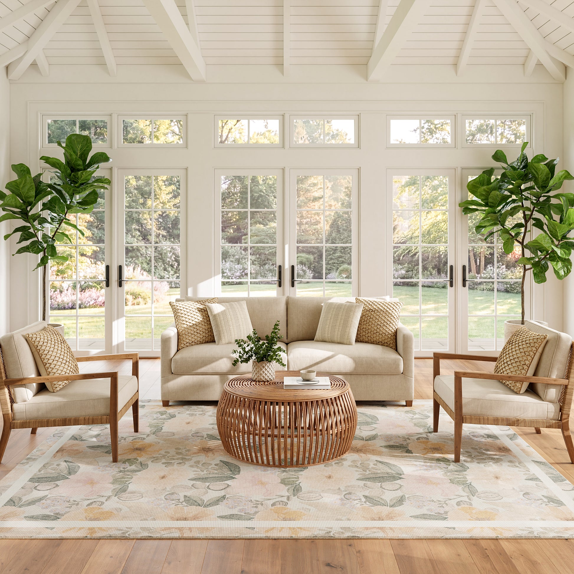 Nourison Home Botanical Washables  Beige Multicolor  Contemporary