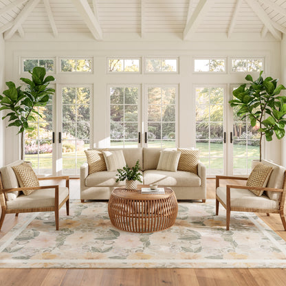 Nourison Home Botanical Washables  Beige Multicolor  Contemporary