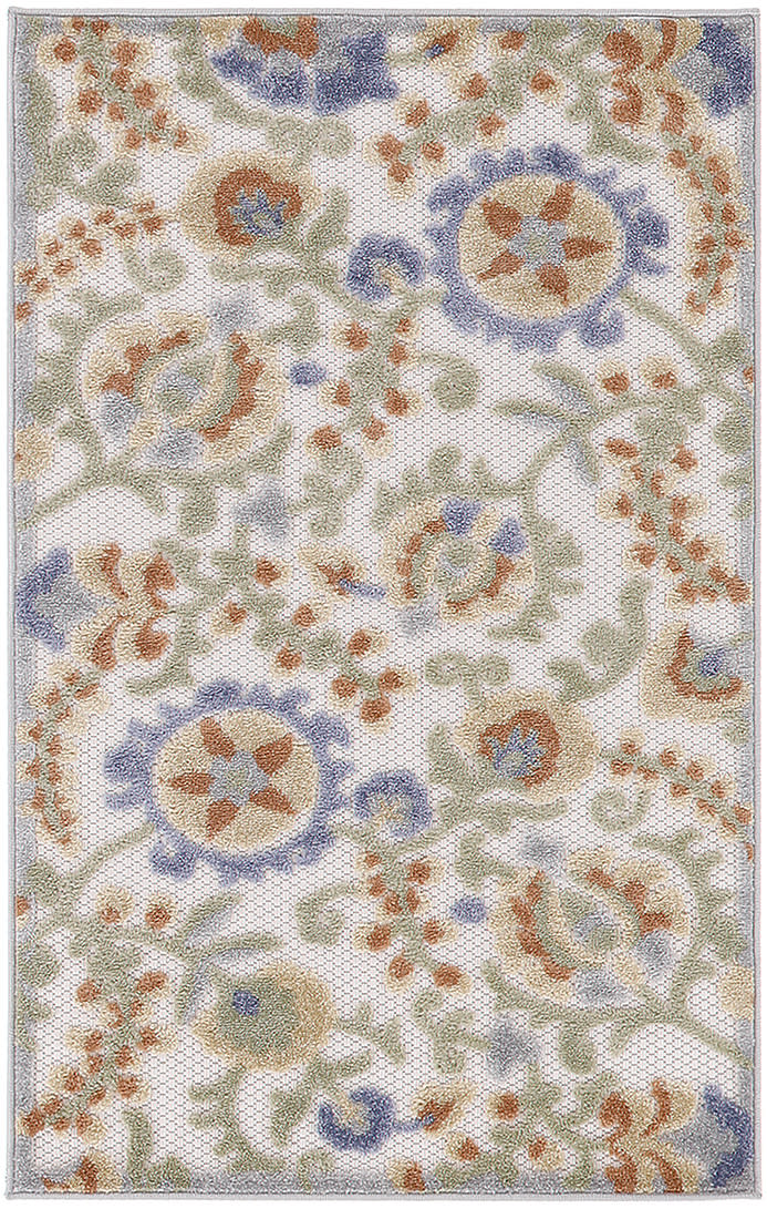 Nourison Home Aloha ALH17 Ivory Blue Contemporary Power-loomed Rugs