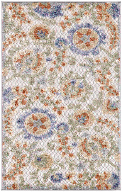 Nourison Home Aloha ALH17 Ivory Blue Contemporary Power-loomed Rugs