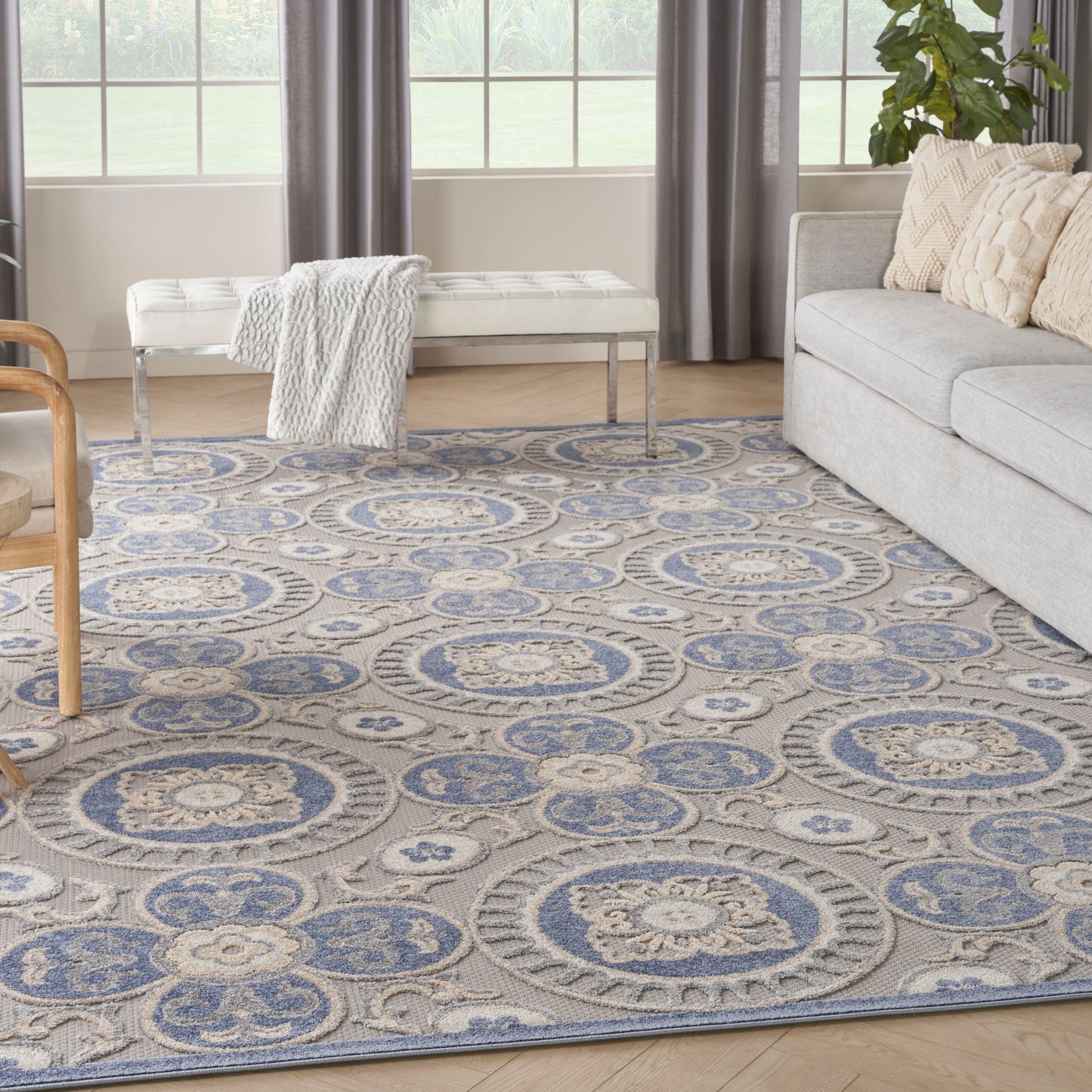 Nourison Home Aloha  Blue Grey  Contemporary