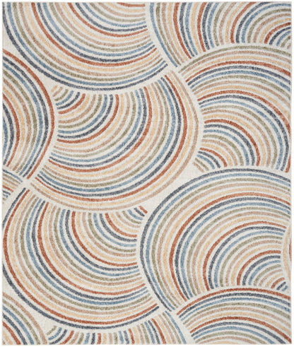 Nourison Home Astra Machine Washable ASW08 Ivory Multicolor Contemporary Power-loomed Rug