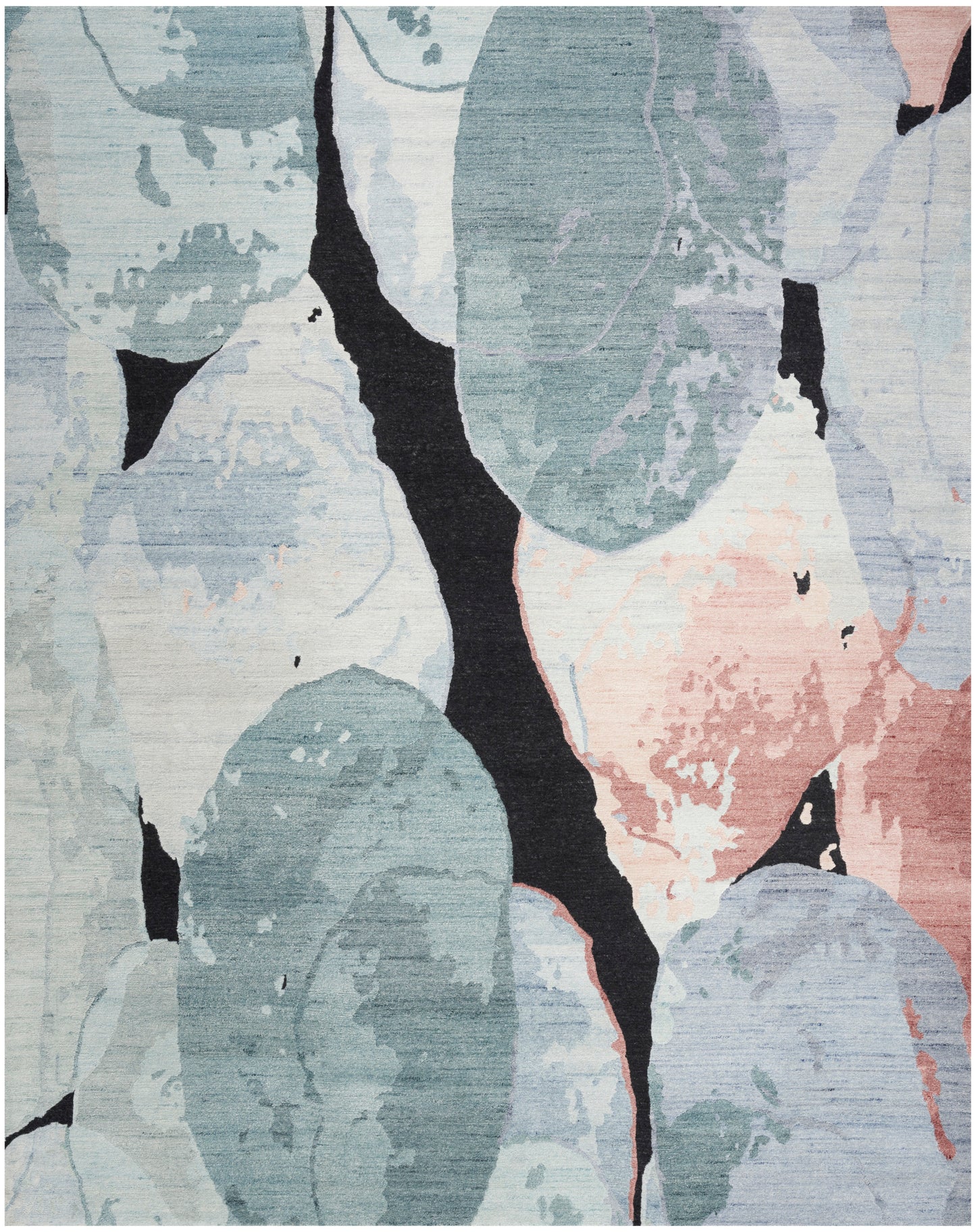 Nourison Home Silk Shadows SHA25 Blue Pink Contemporary Hand Knotted Rug