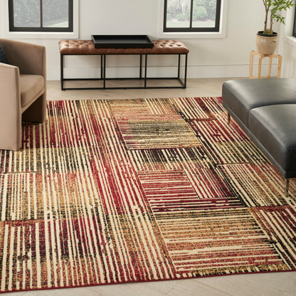 Nourison Home Grafix  Brick Multicolor  Contemporary