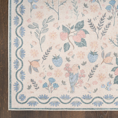 Nourison Home Botanical Washables  Ivory Multicolor  Contemporary