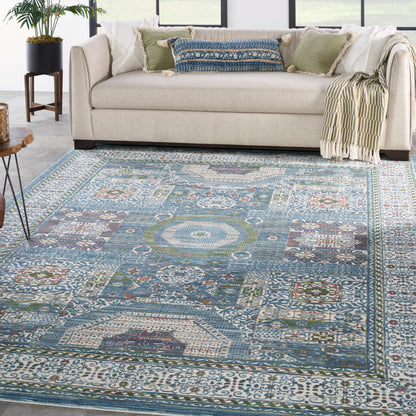 Nourison Home Ankara Global  Ivory Light Blue  Transitional