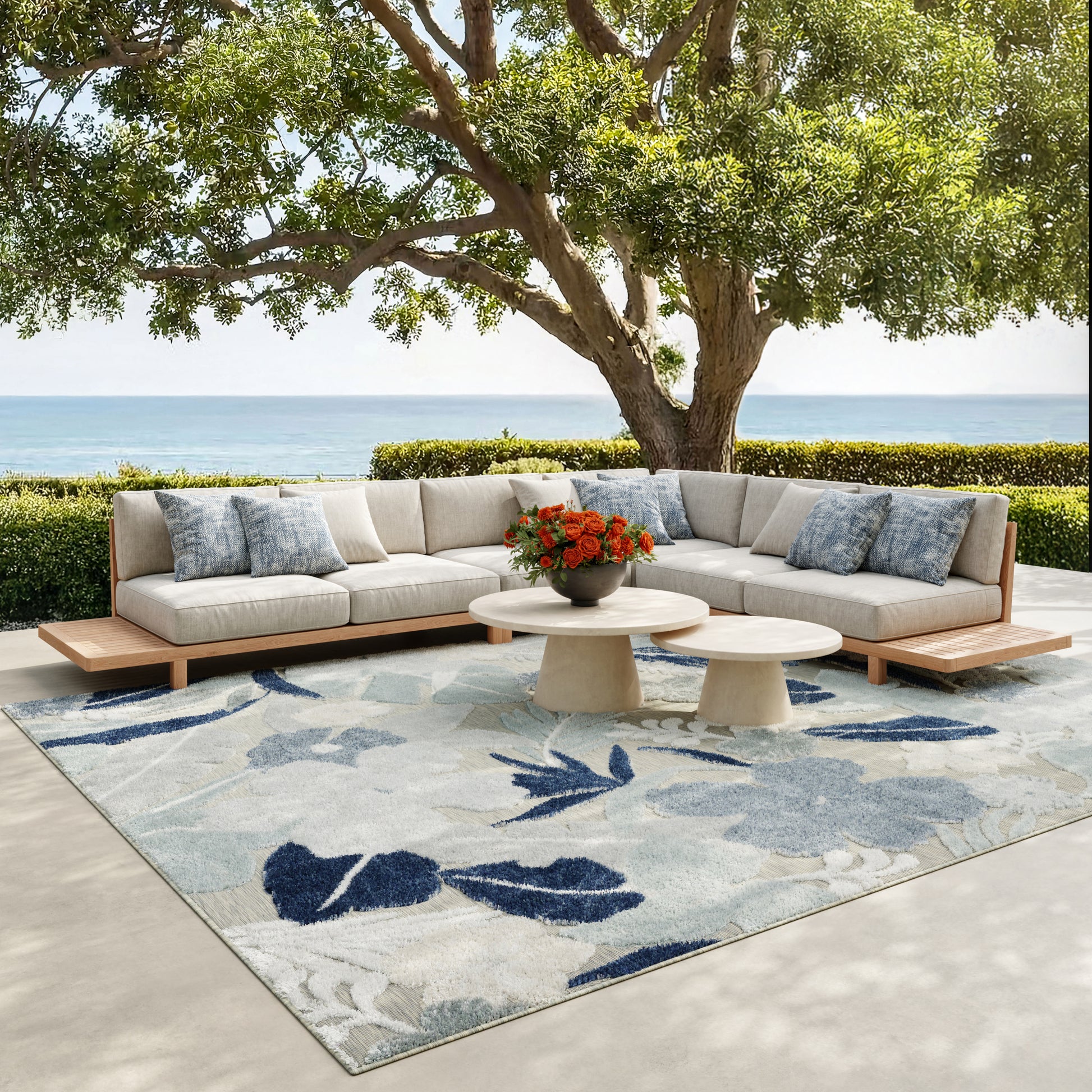 Nourison Home Suncoast  Grey Navy  Contemporary