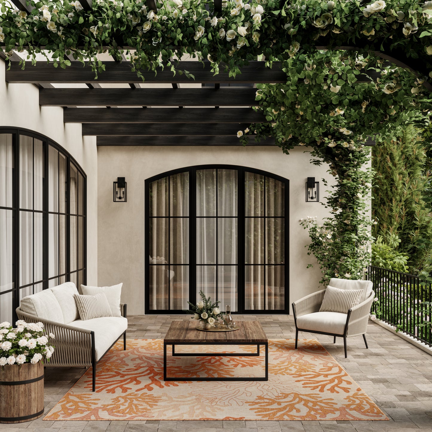 Nourison Home Garden Oasis  Coral  Contemporary