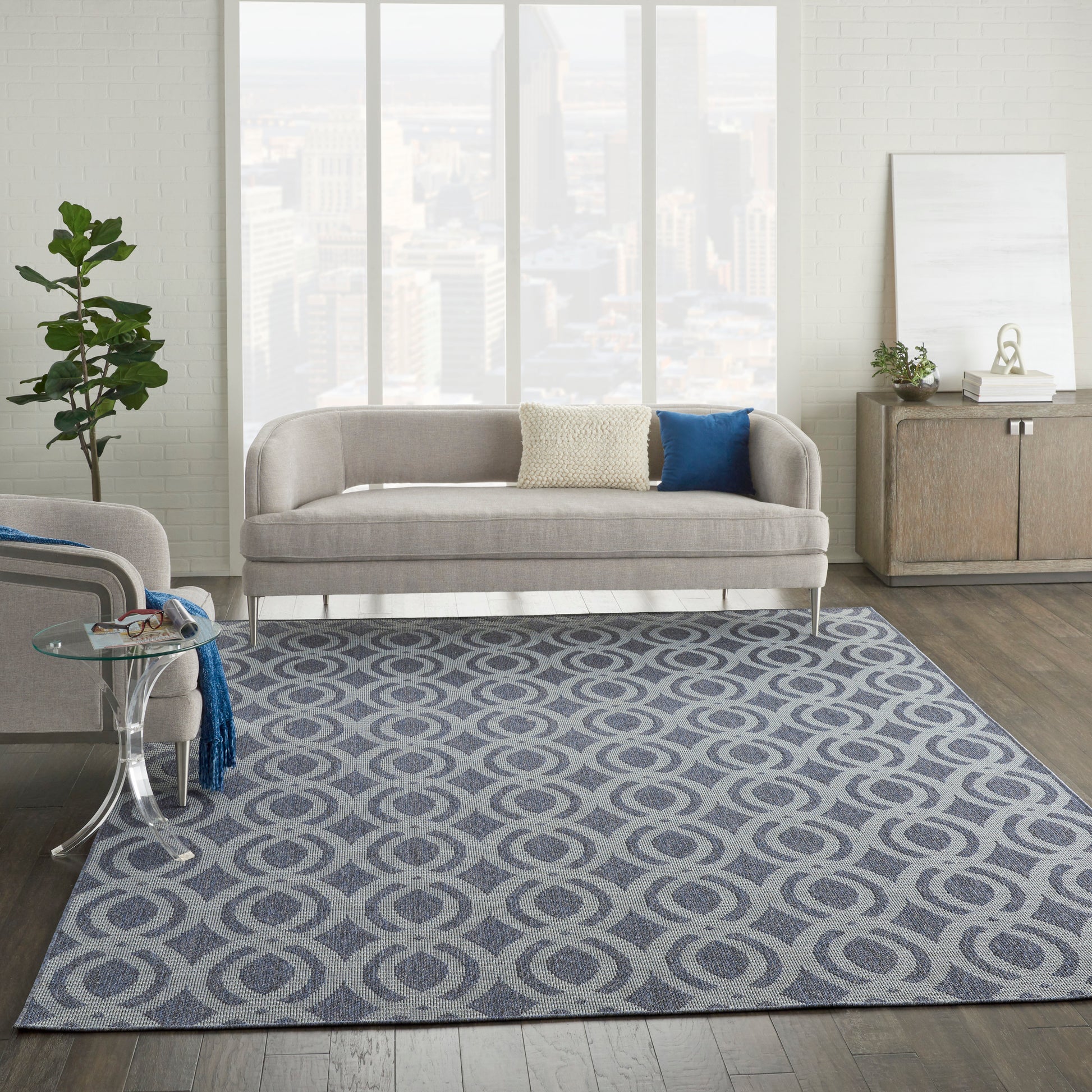 Nourison Home Aruba  Slate Light Blue  Contemporary