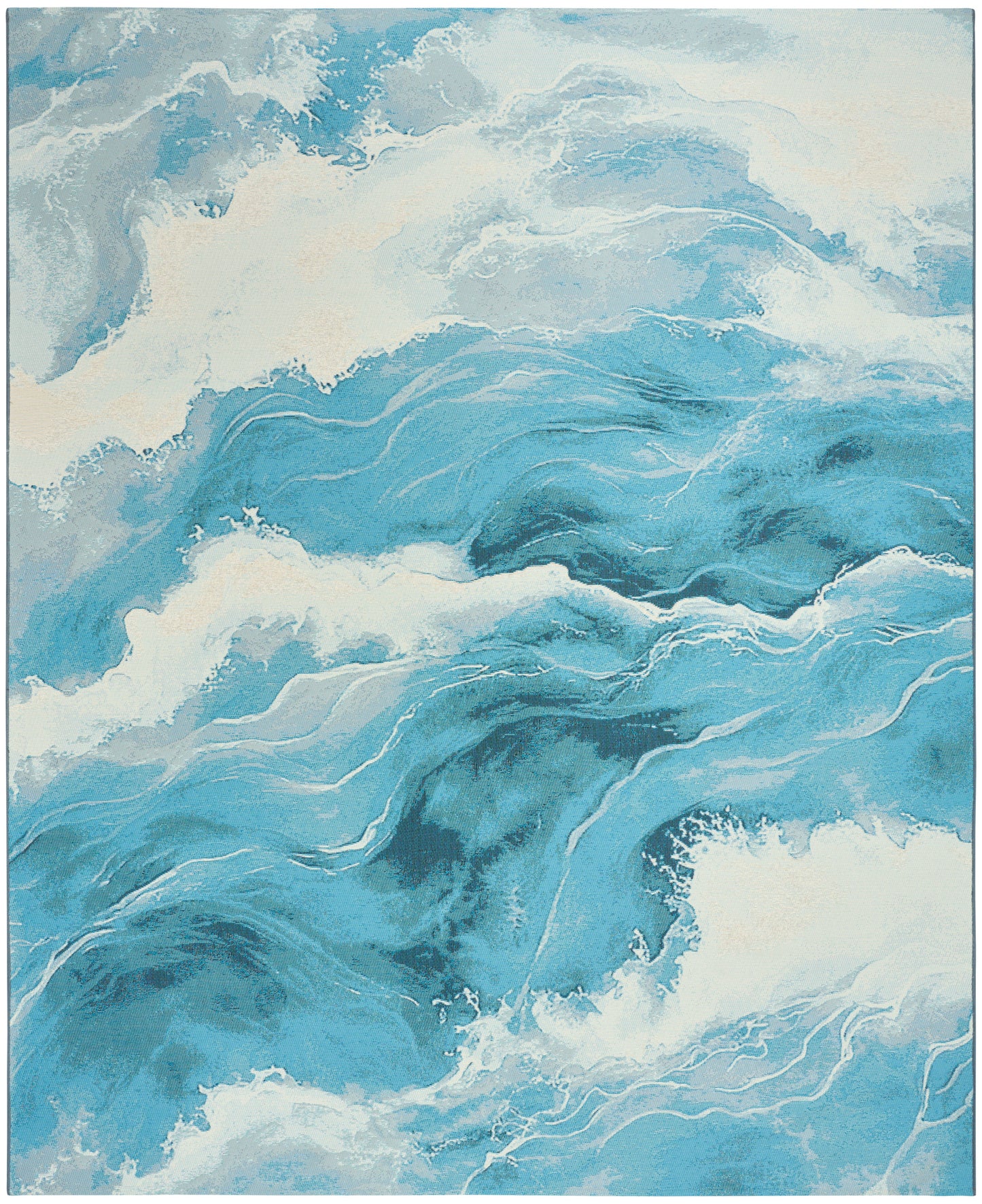 Nourison Home Color Splash CSP05 Ivory Blue Contemporary Machine Woven Rug