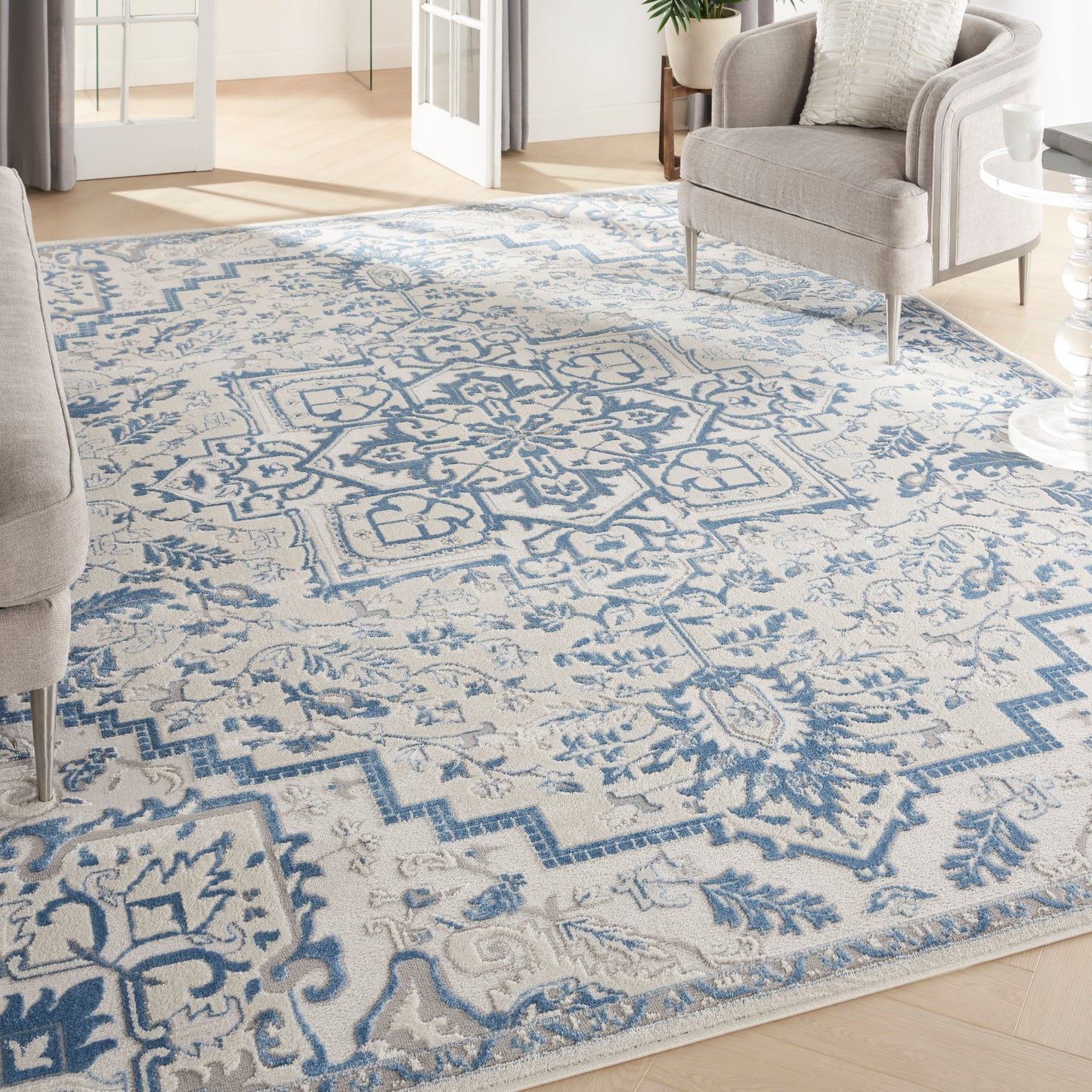 Nourison Home Elation  Ivory Blue  Traditional