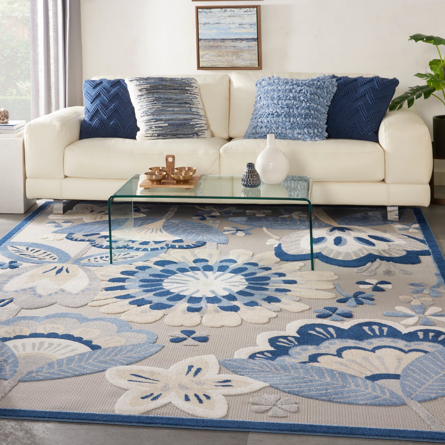 Nourison Home Aloha  Blue Grey  Contemporary