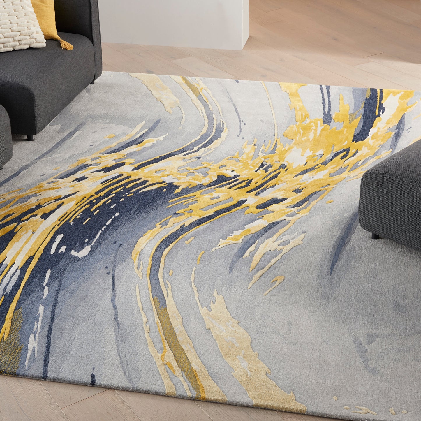 Nourison Home Prismatic  Grey Gold  Contemporary