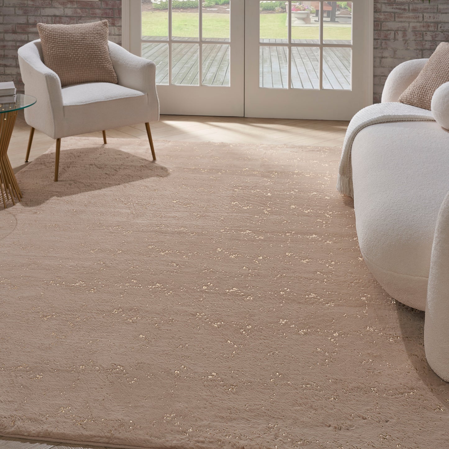 Nourison Home Cozy Shimmer  Beige Gold  Contemporary