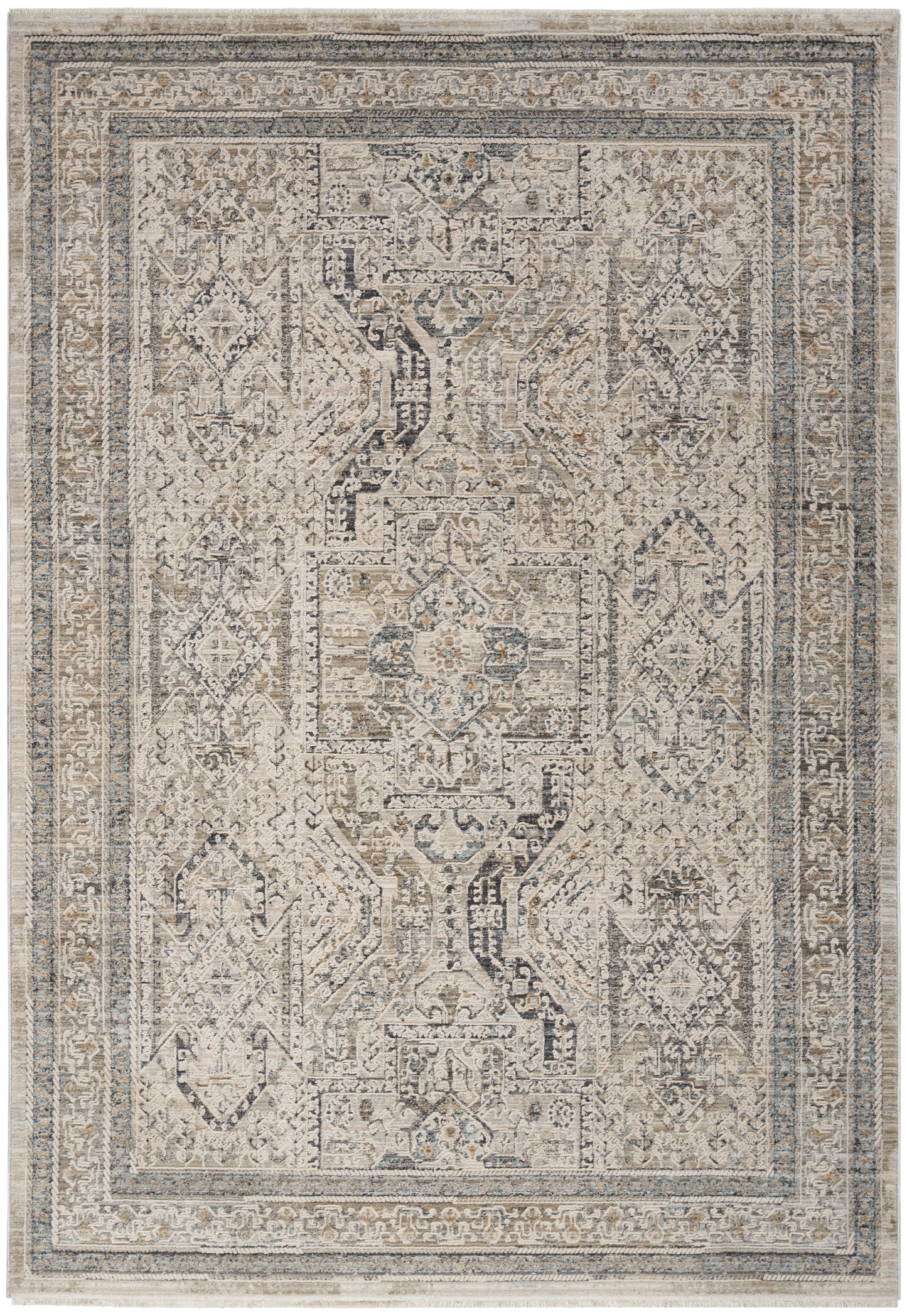 Nourison Home Lynx LNX01 Ivory Grey Blue Transitional Power-loomed Rug
