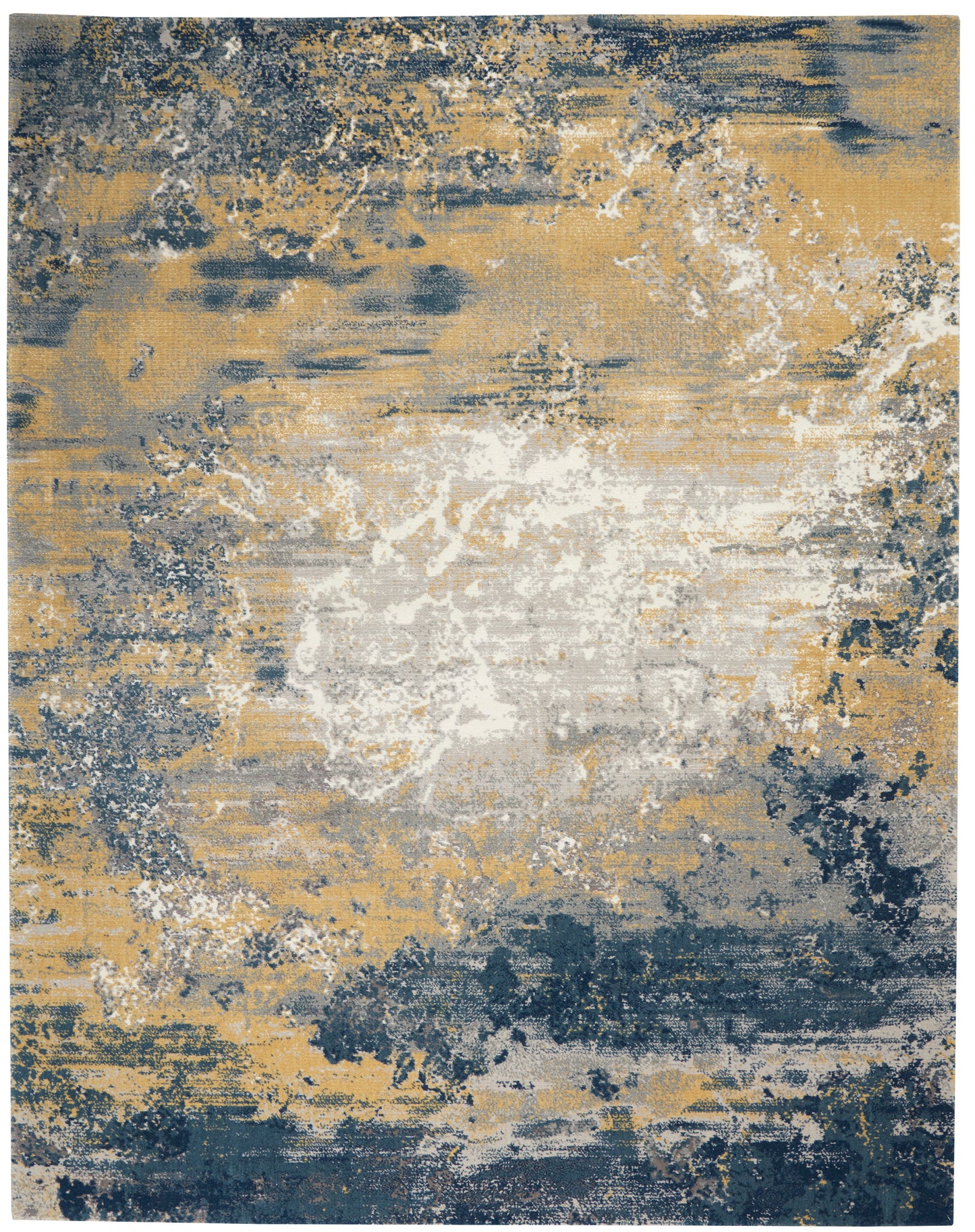 Nourison Home Twilight TWI22 Navy Gold Contemporary Power-loomed Rug
