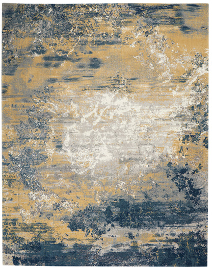 Nourison Home Twilight TWI22 Navy Gold Contemporary Power-loomed Rug