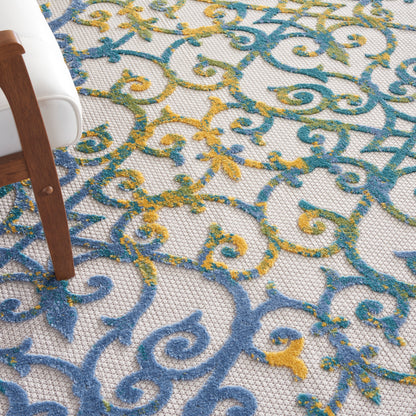 Nourison Home Aloha  Ivory Blue  Contemporary