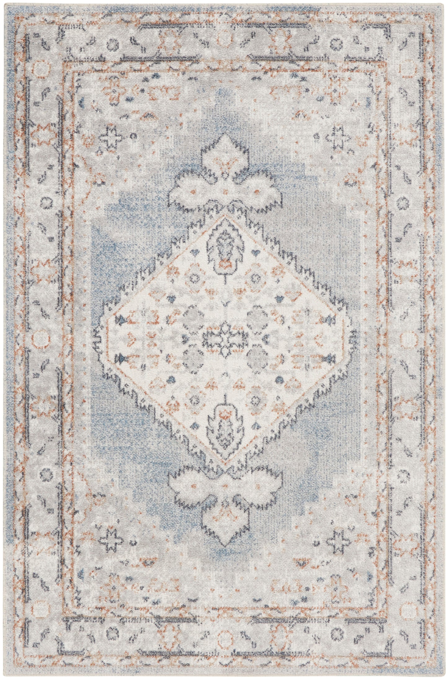 Nourison Home Astra Machine Washable ASW11 Light Blue Traditional Power-loomed Rug