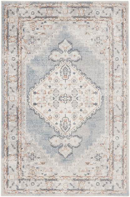Nourison Home Astra Machine Washable ASW11 Light Blue Traditional Power-loomed Rug