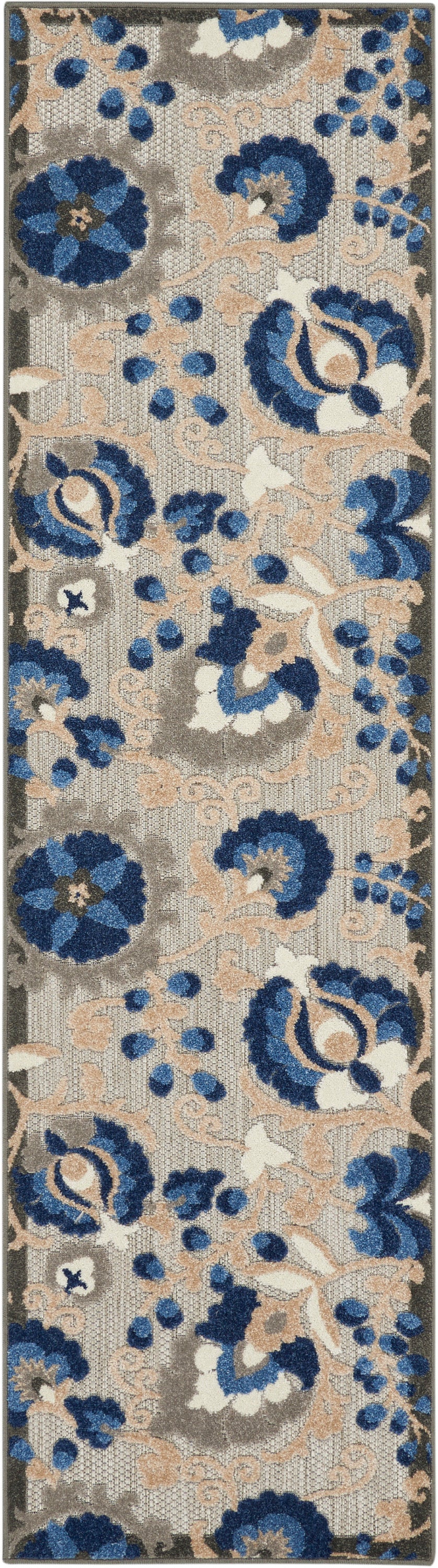 Nourison Home Aloha ALH17 Natural Blue Contemporary Power-loomed Rugs