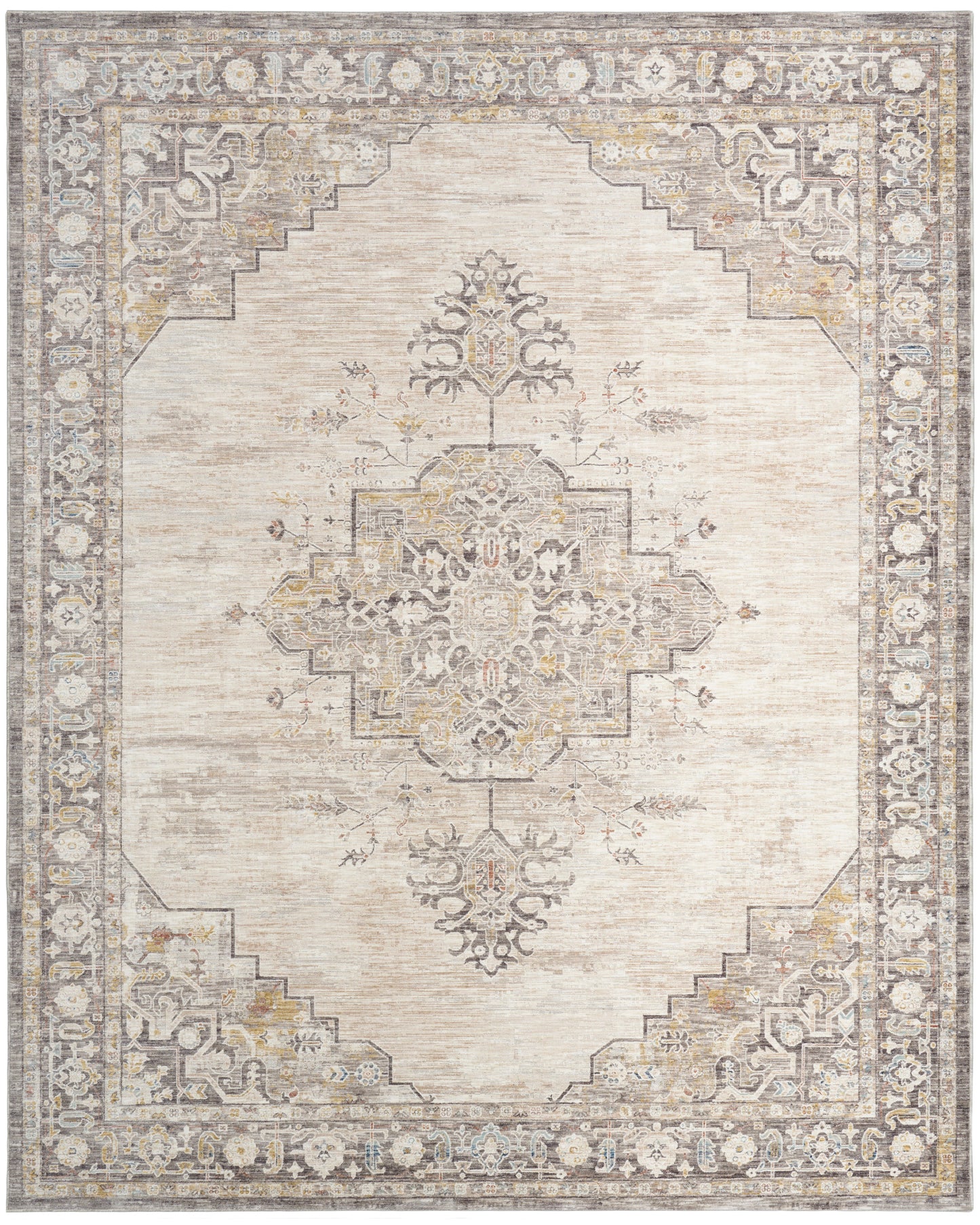 Nourison Home Antique Fusion ANF01 Ivory Charcoal Traditional Machine Woven Rug