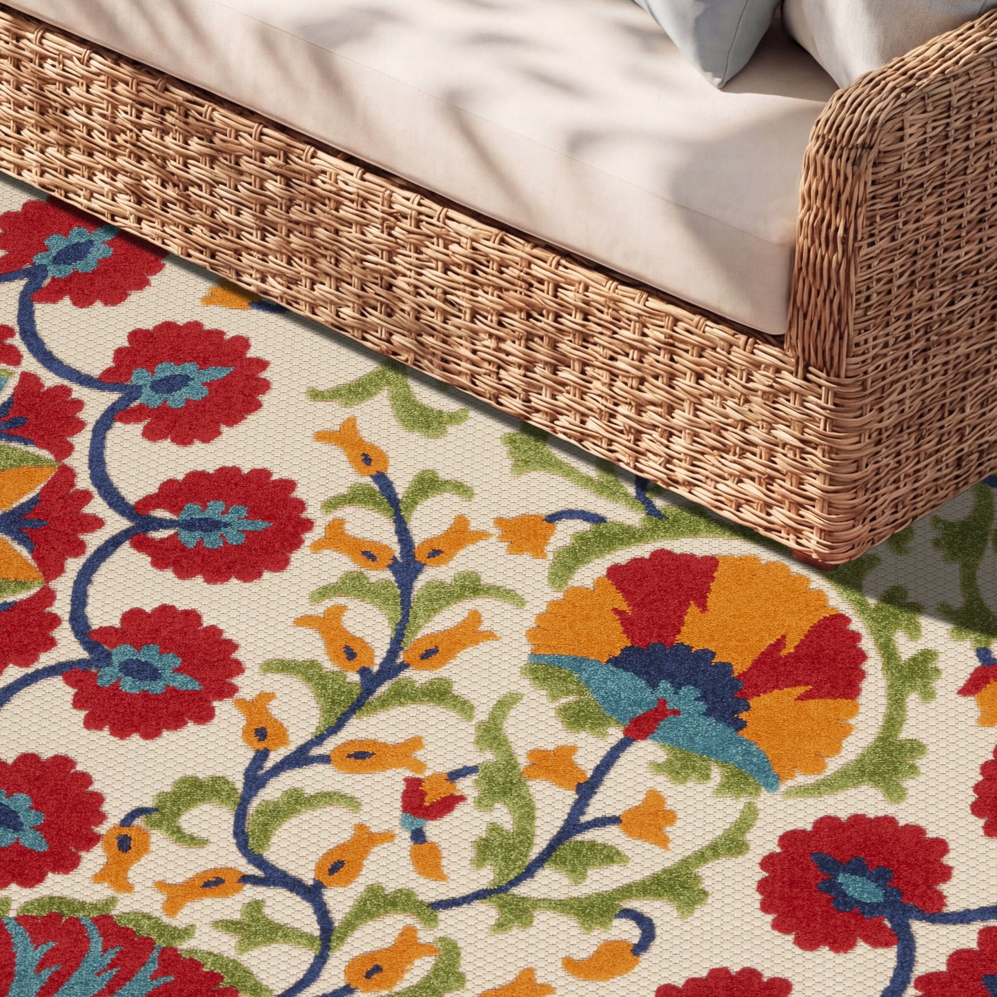 Nourison Home Aloha  Red Multicolor  Contemporary