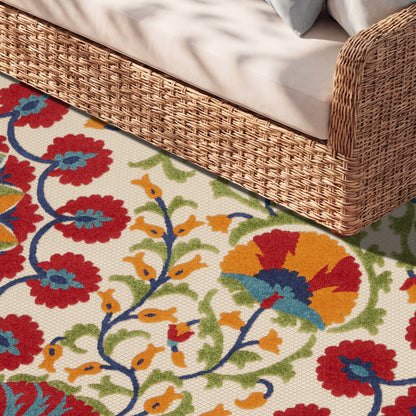 Nourison Home Aloha  Red Multicolor  Contemporary