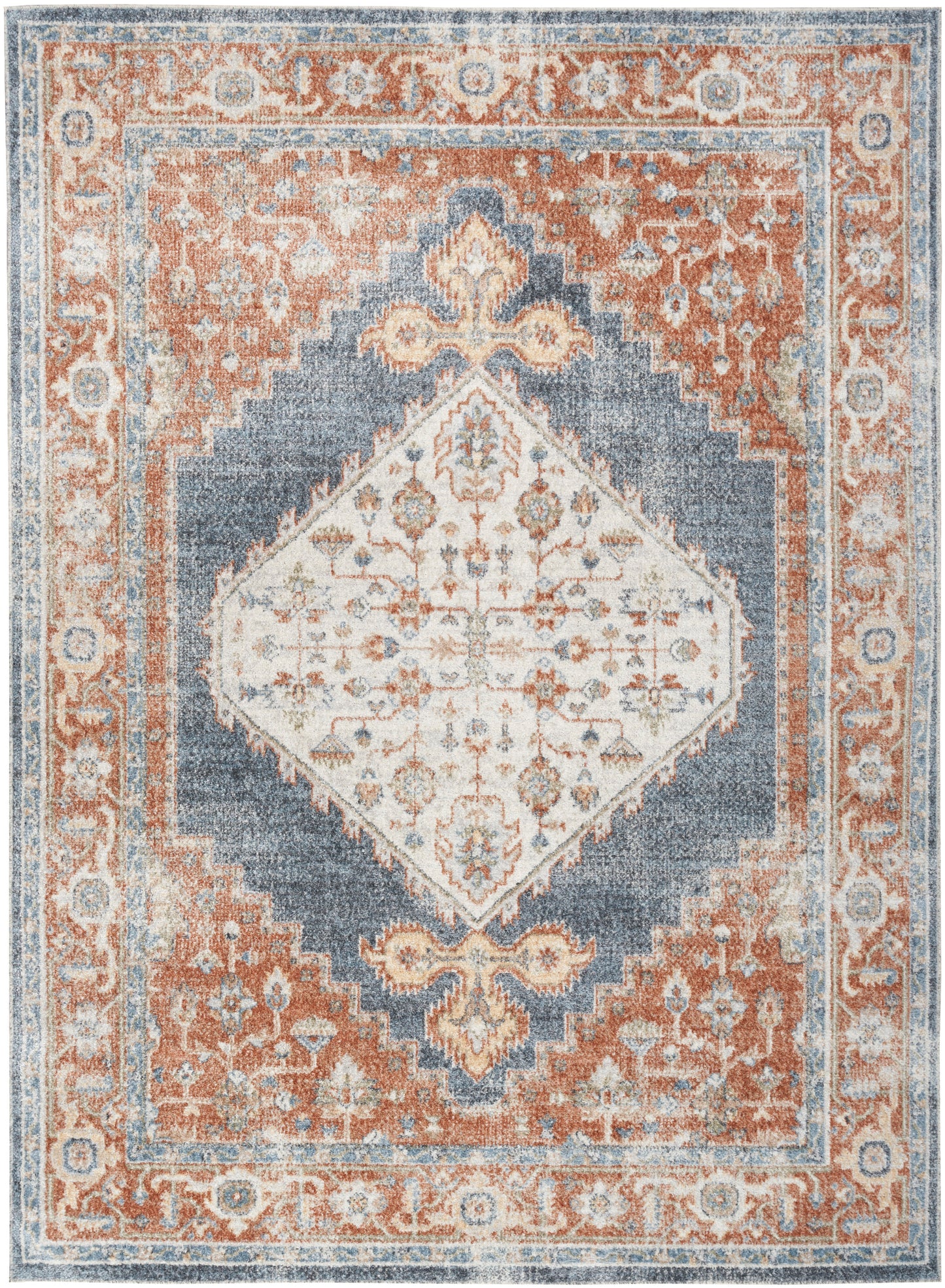 Nourison Home Astra Machine Washable ASW11 Denim Multicolor Traditional Power-loomed Rug
