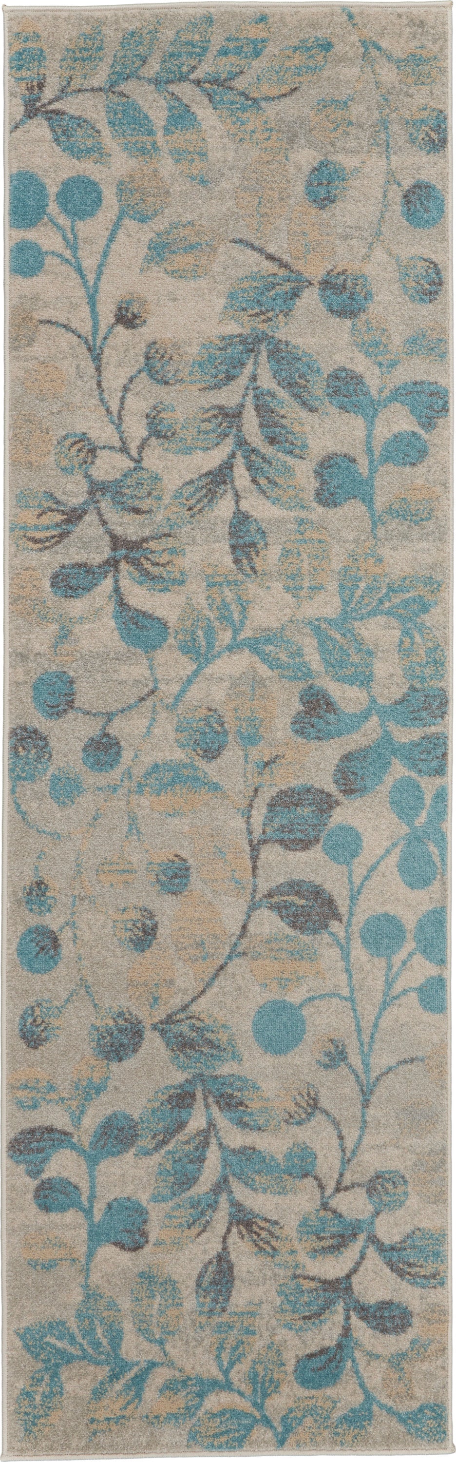 Nourison Home Tranquil TRA03 Ivory Turquoise Contemporary Power-loomed Rug