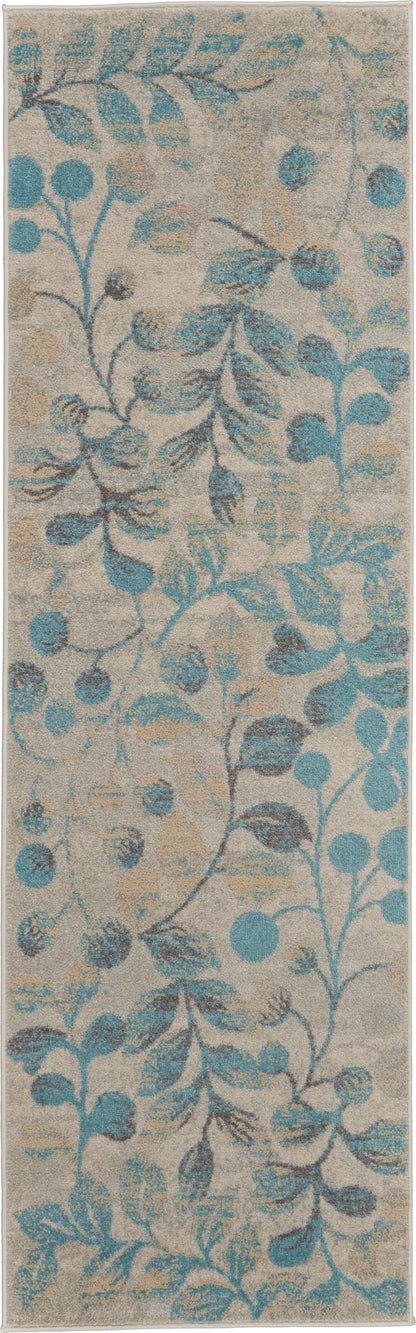 Nourison Home Tranquil TRA03 Ivory Turquoise Contemporary Power-loomed Rug