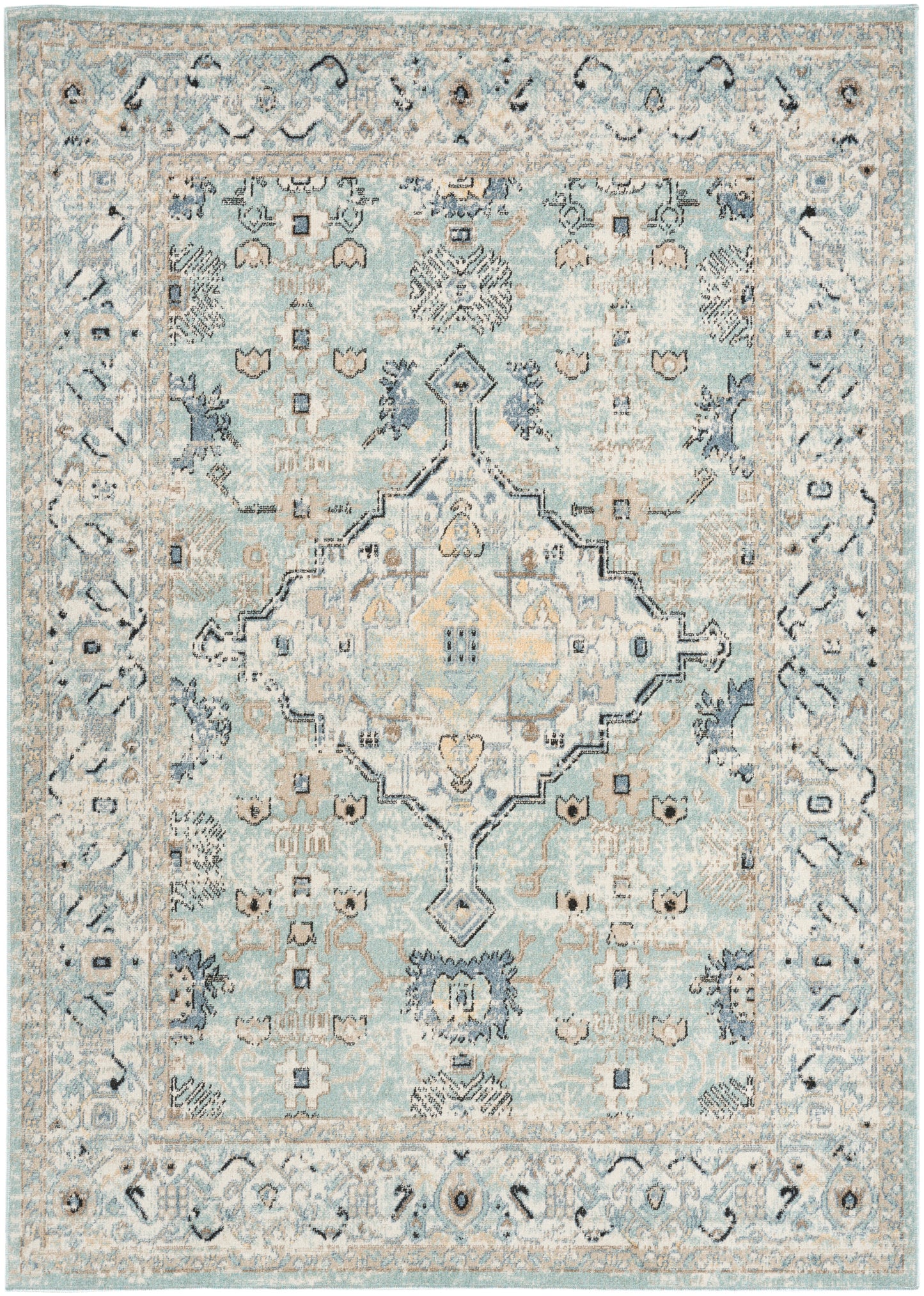 Nourison Home Washable Decor WSD12 Blue Taupe Traditional Loom-woven Rug