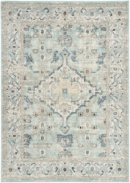 Nourison Home Washable Decor WSD12 Blue Taupe Traditional Loom-woven Rug