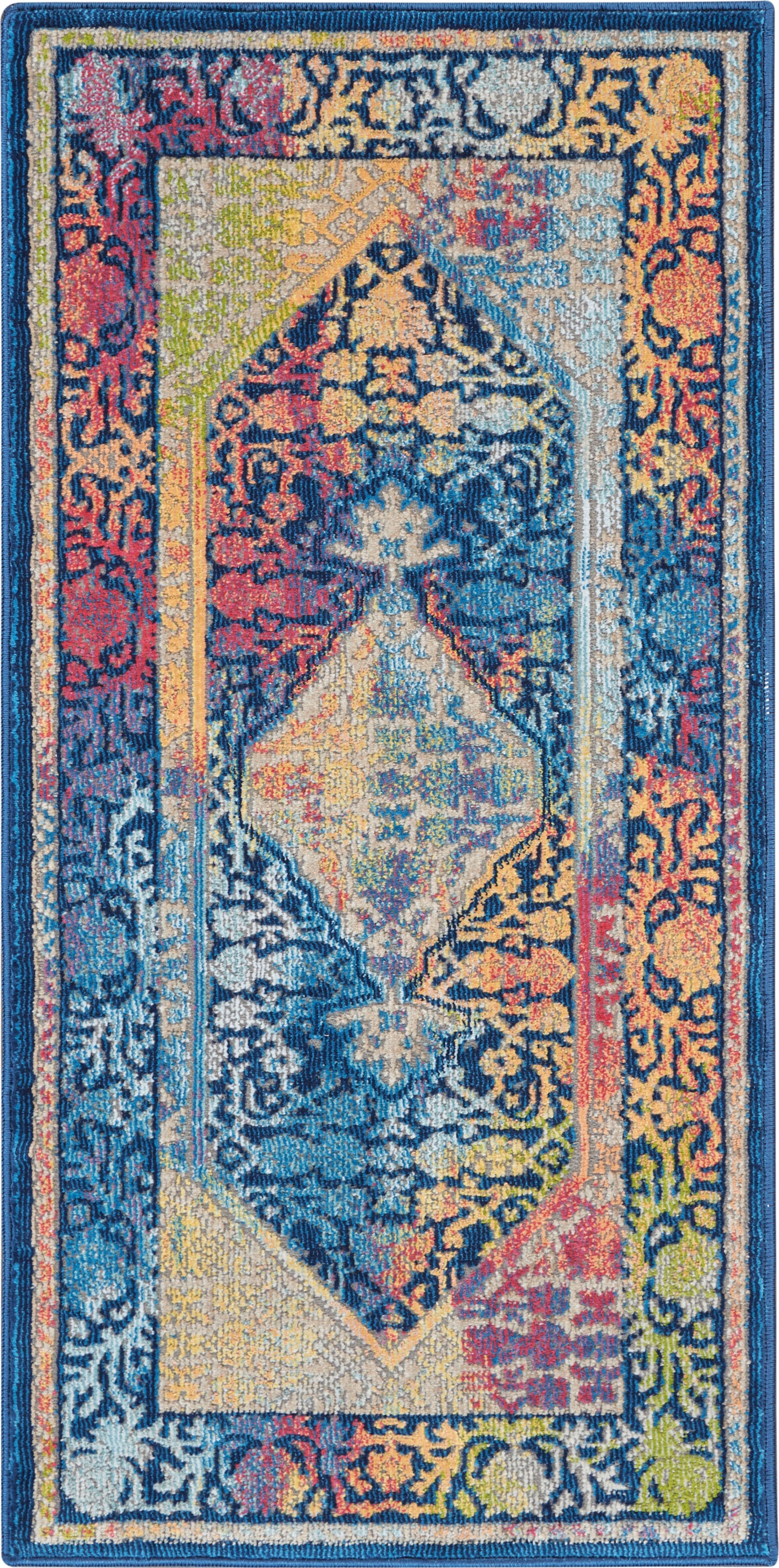 Nourison Home Ankara Global ANR04 Blue Multicolor Transitional Power-loomed Rug