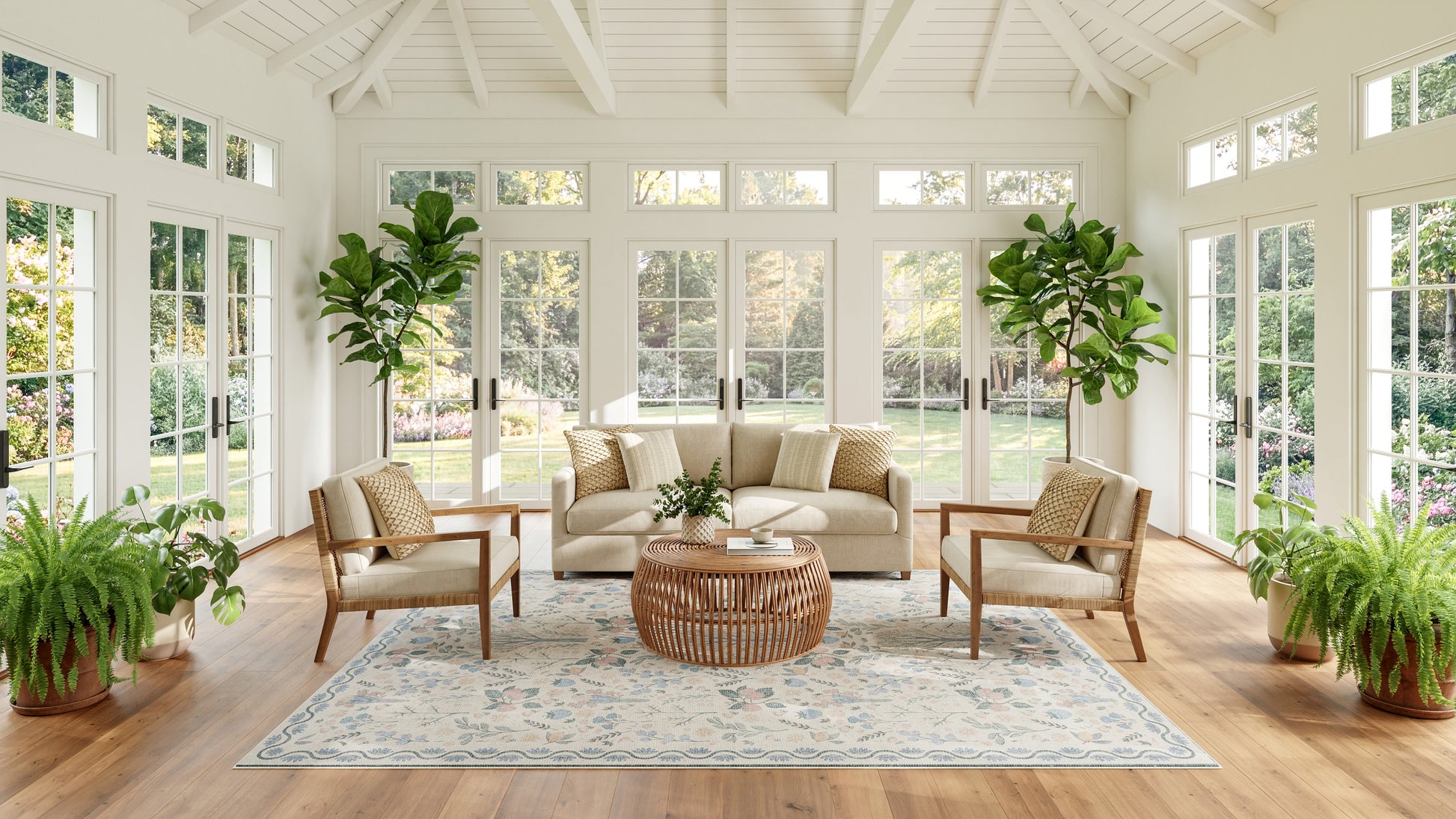Nourison Home Botanical Washables  Ivory Multicolor  Contemporary