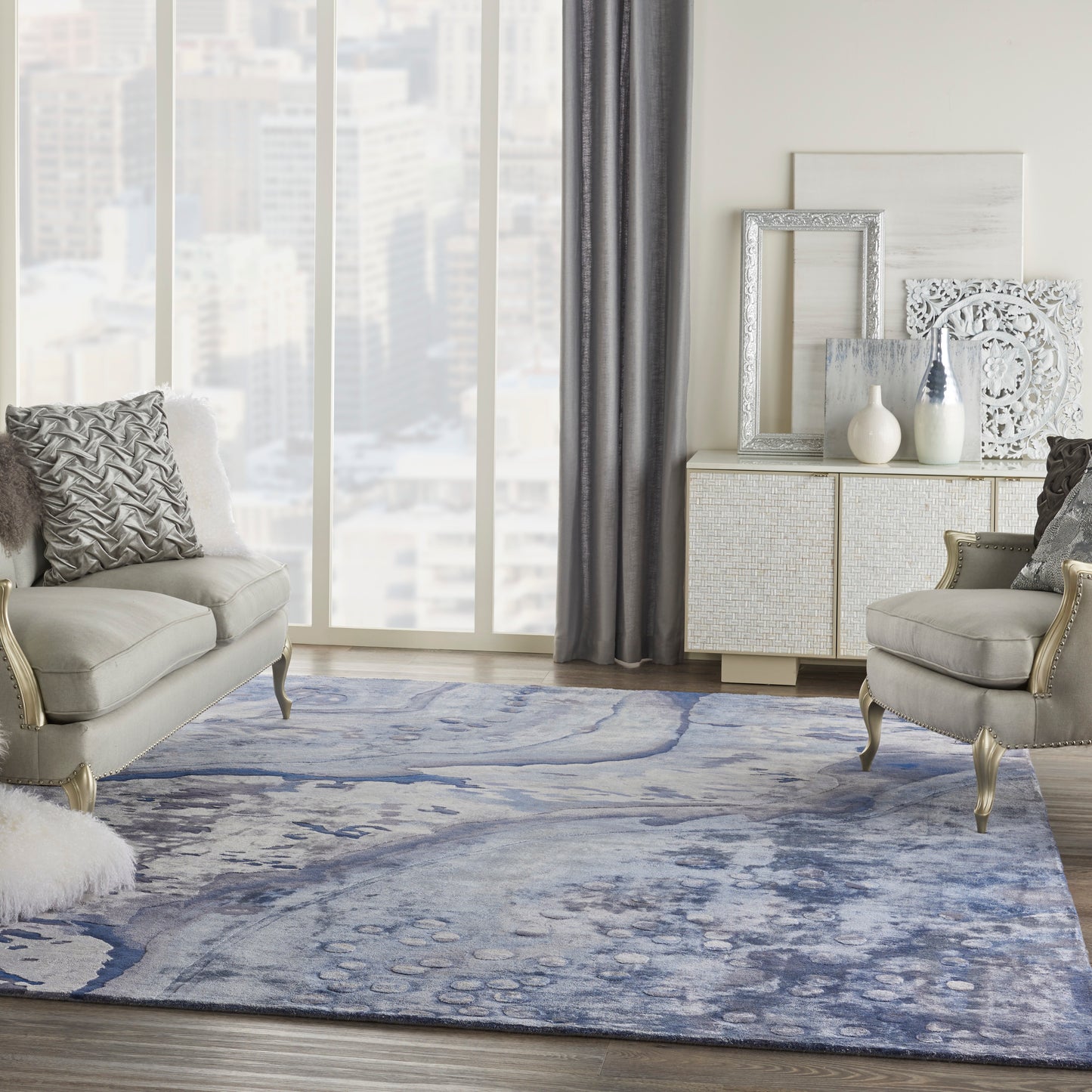 Nourison Home Prismatic  Blue  Contemporary