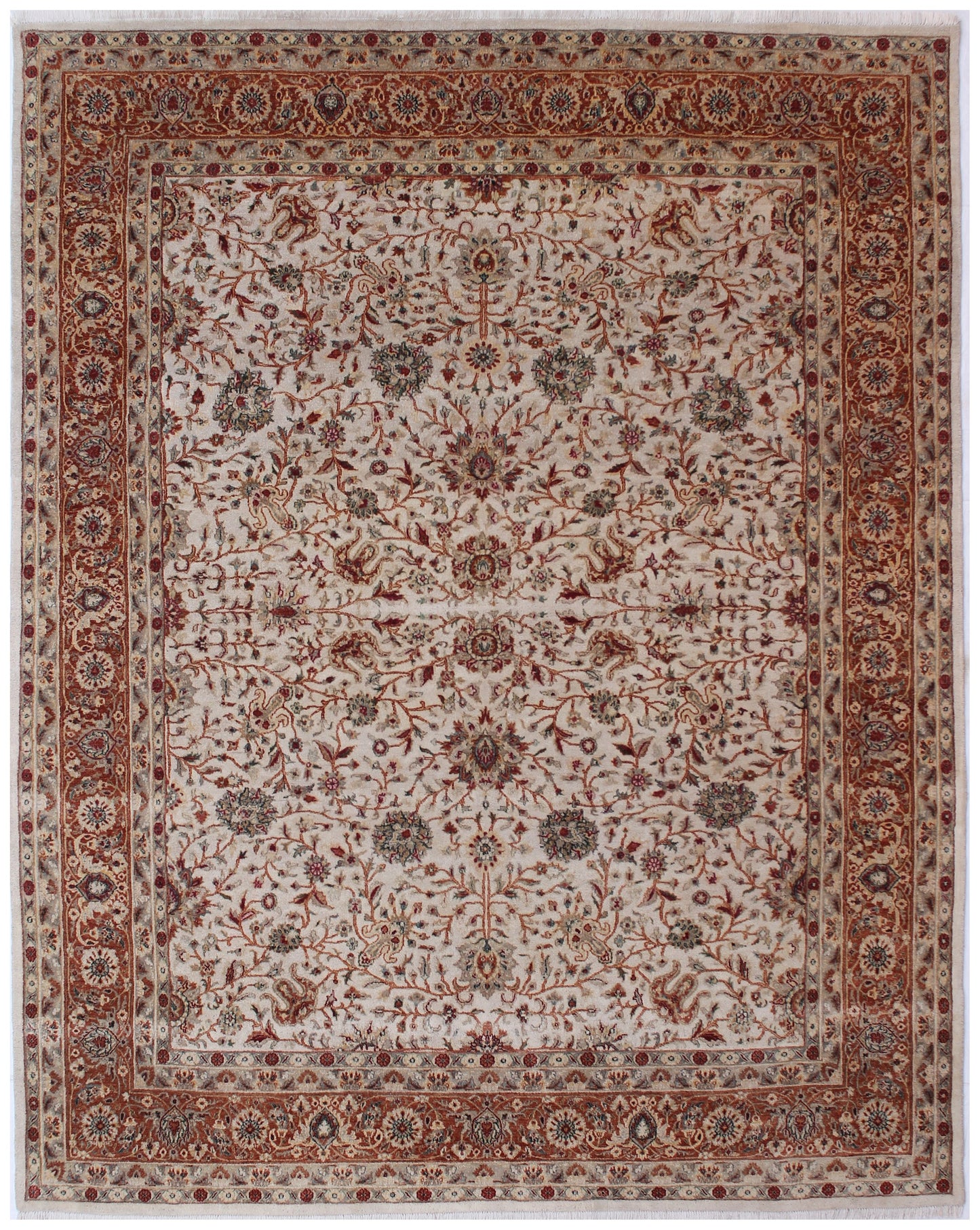 Anjani Carpets Hazi Zalili 1038 Ivory Rust Persian Hand Knotted Rugs