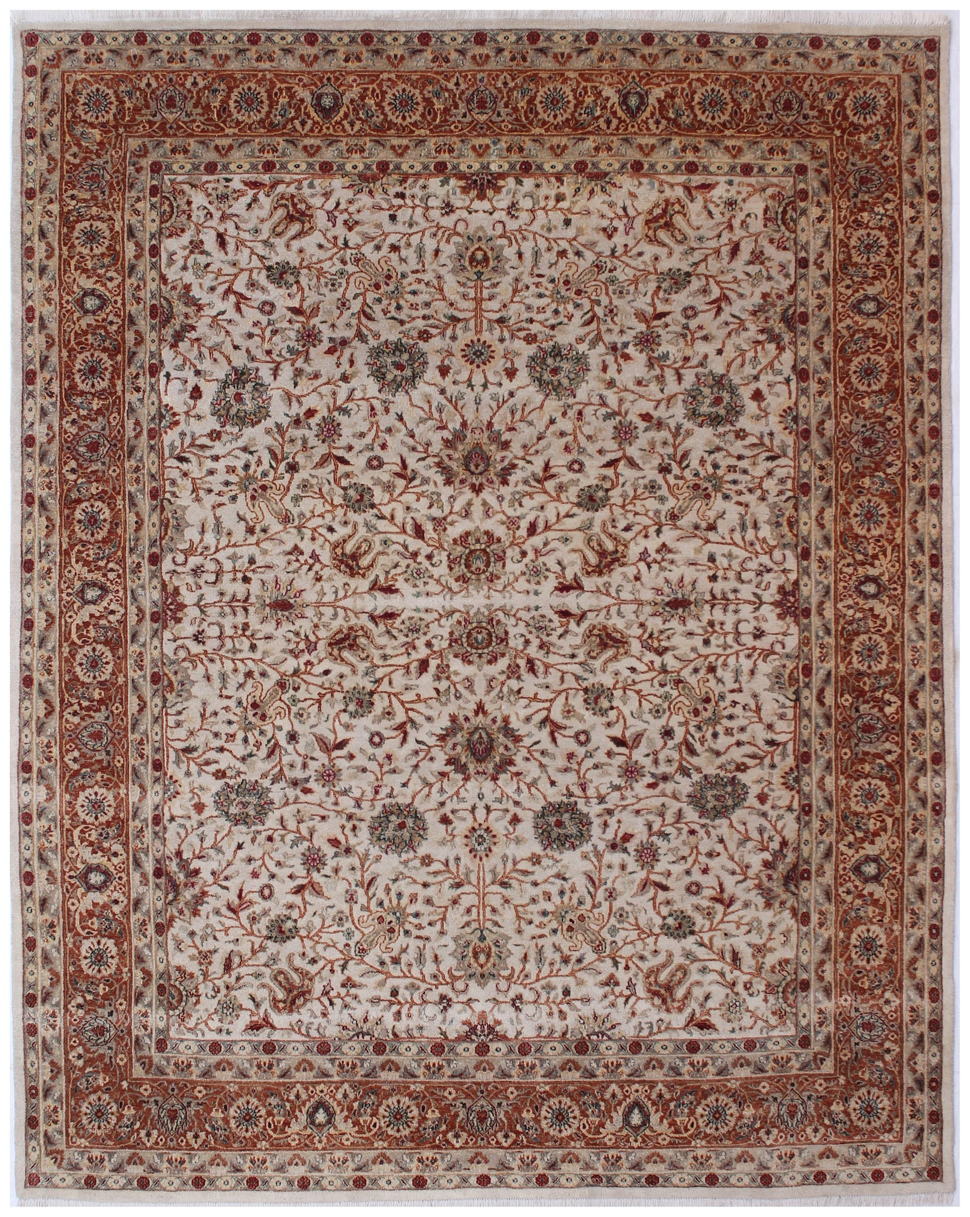 Anjani Carpets Hazi Zalili 1038 Ivory Rust Persian Hand Knotted Rugs