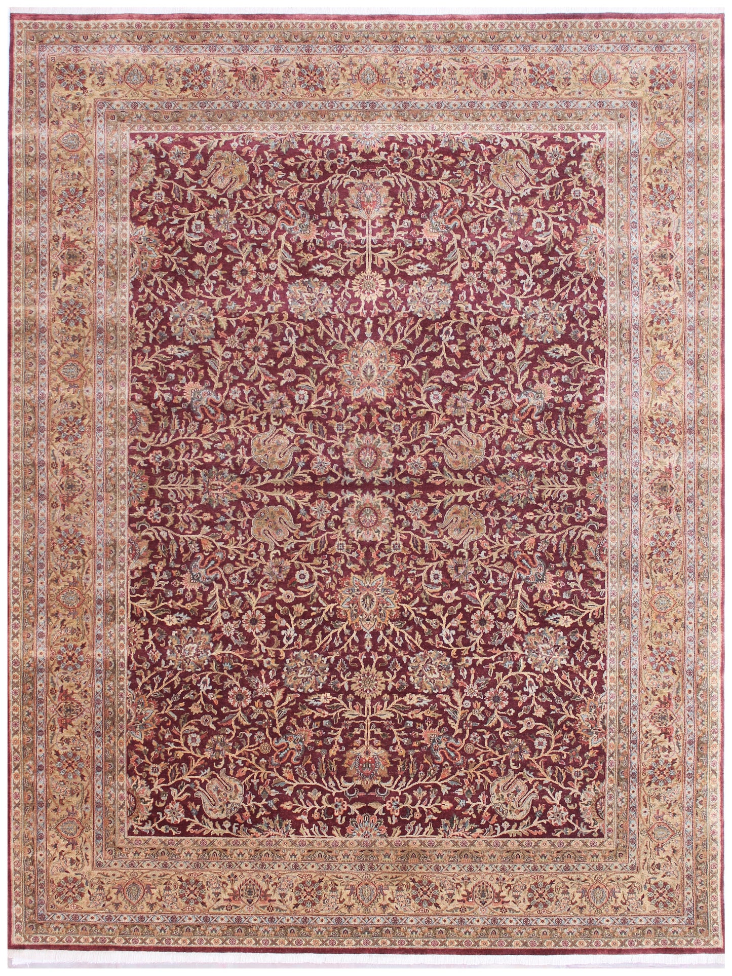 Anjani Carpets Hazi Zalili 1038 Burgundy Gold Persian Hand Knotted Rugs