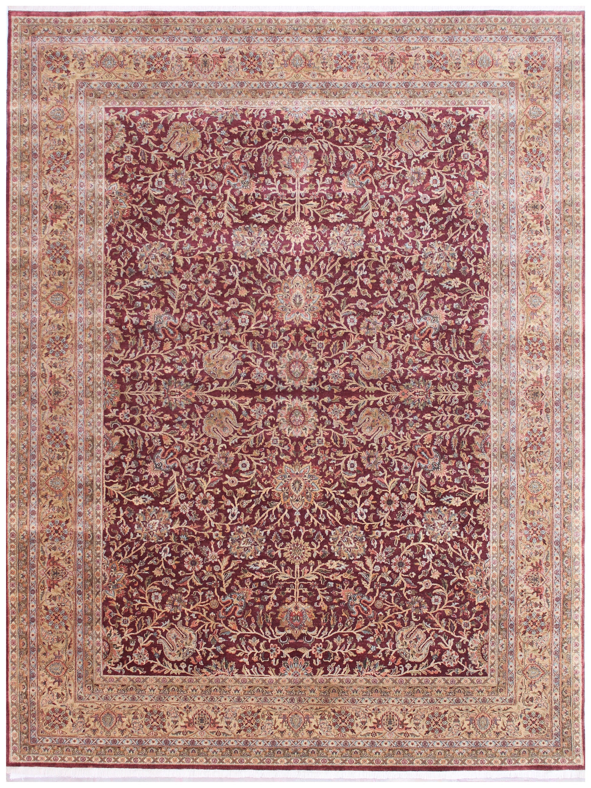 Anjani Carpets Hazi Zalili 1038 Burgundy Gold Persian Hand Knotted Rugs