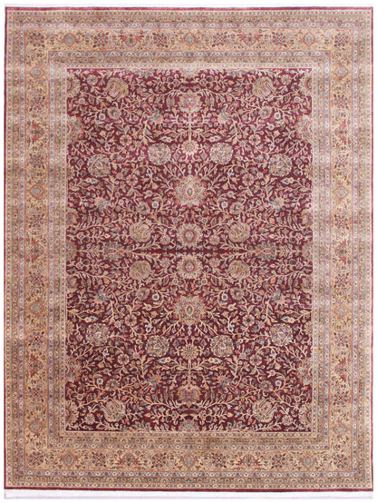 Anjani Carpets Hazi Zalili 1038 Burgundy Gold Persian Hand Knotted Rugs