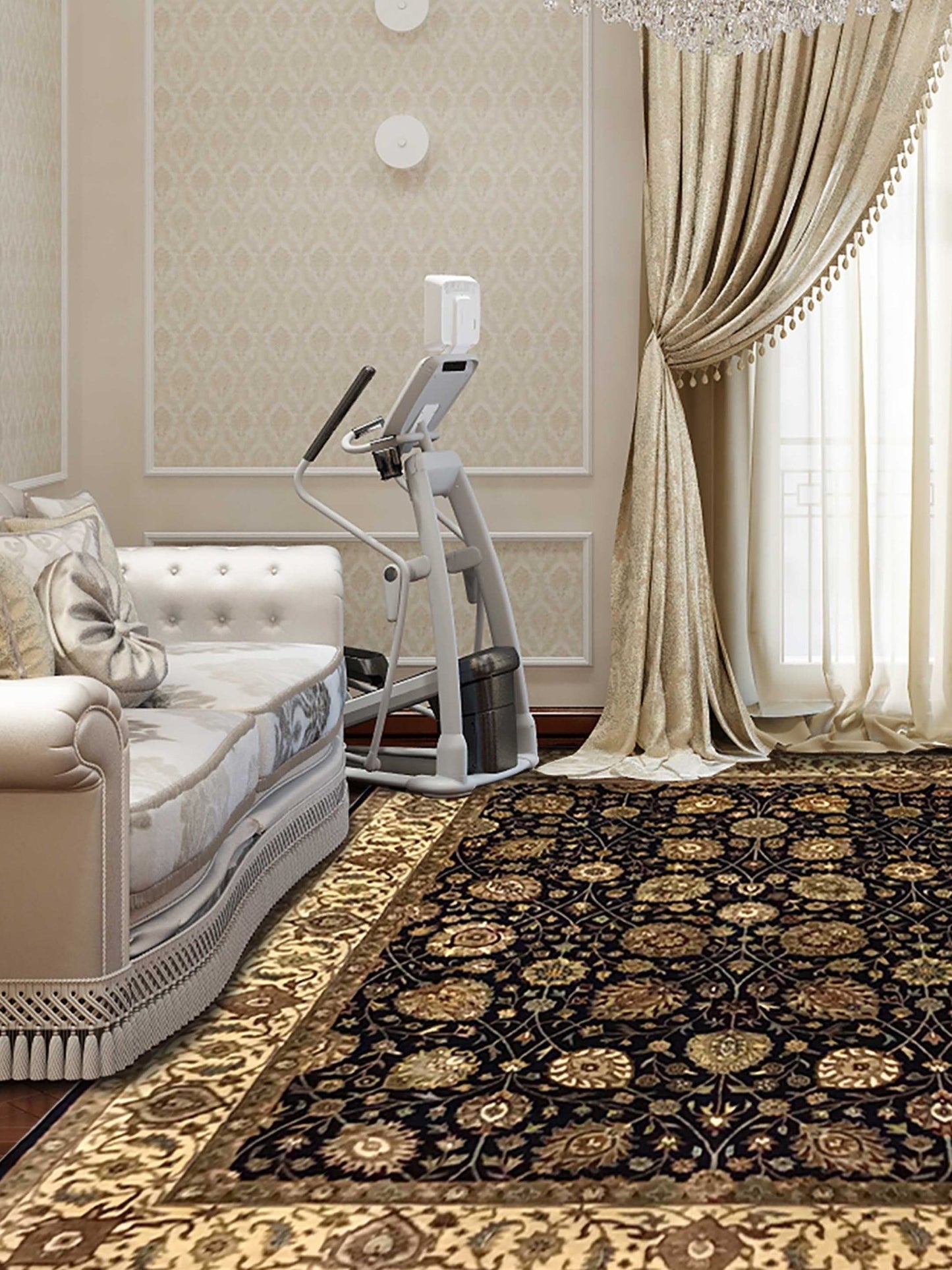 Artisan Zorina Navy Ivory Traditional Tufted Rug - Rugs - Artisan - Atlanta Designer Rugs