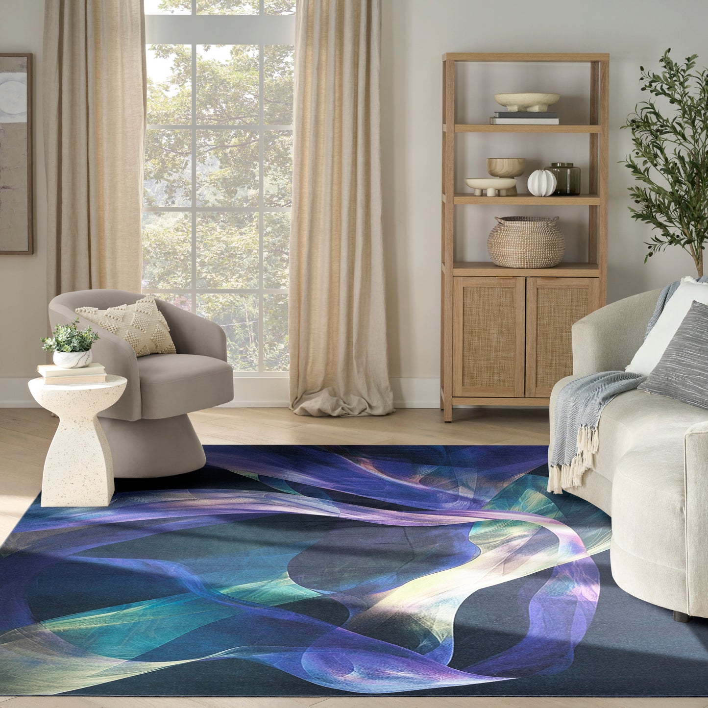 Nourison Home Nourison Washables  Blue Multicolor  Contemporary