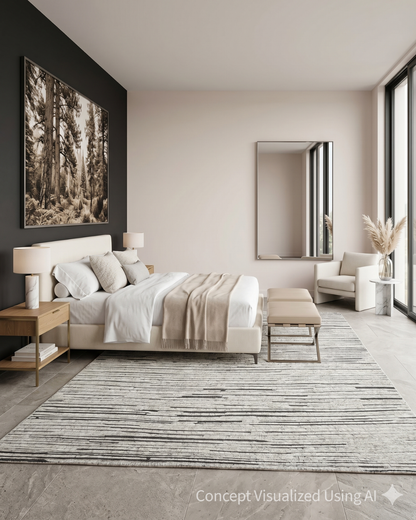 Artisan Harmony MO-10553-A Ivory Transitional Knotted Rug for Bedroom