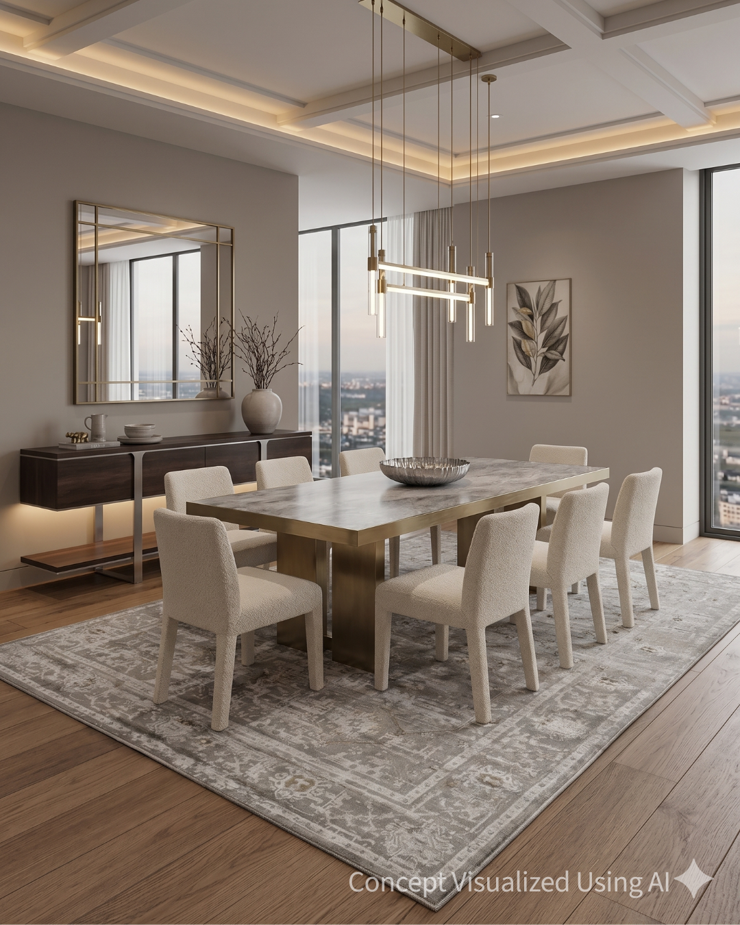 Artisan Nova Beige Transitional Rug for Diningroom