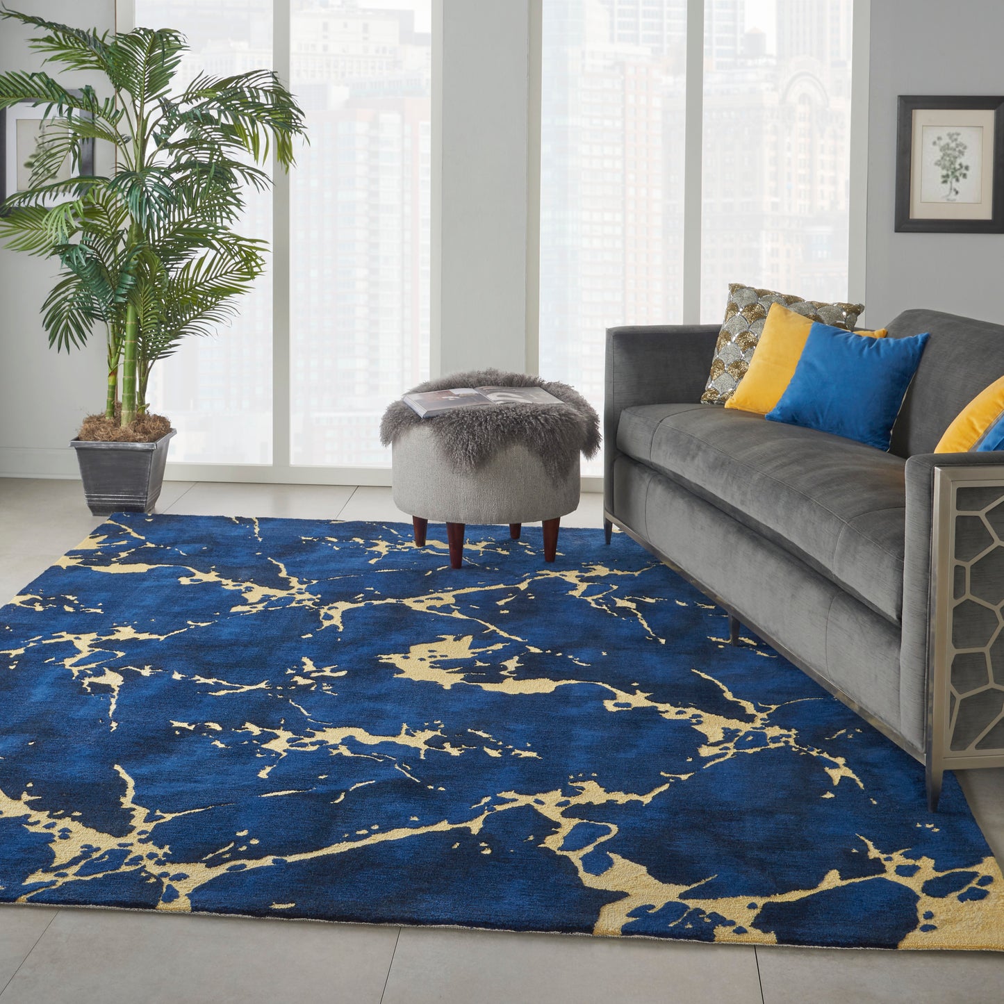 Nourison Home Symmetry  Navy  Contemporary